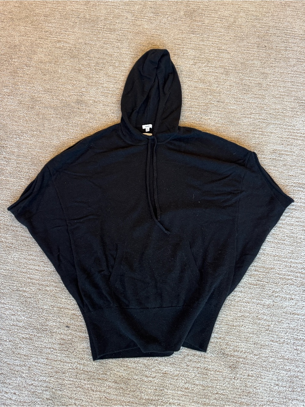 Vince Cashmere Hoodie Poncho Sweater in Black
